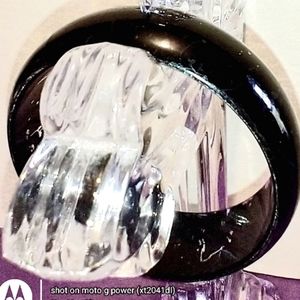 Large Vintage Lucite Black Clear Bangle Bracelet